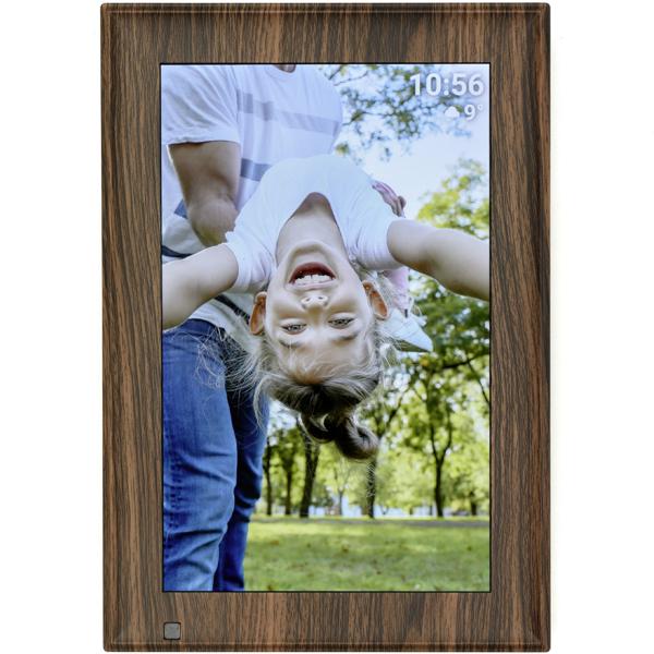 Digitaler Bilderrahmen in edler Holzoptik, App-Steuerung & weltweitem Bild-Upload, 10,1‘‘, für lebendige Erinnerungen, Modern & hochwertig