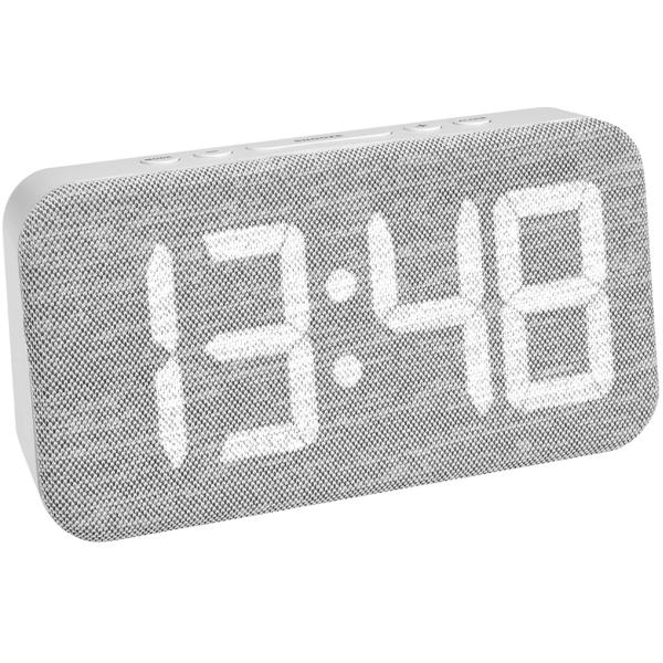 Digitaler Wecker mit Textilbezug: Leuchtziffern, modern & stilvoll, Für Schlafzimmer & Nachttisch, Sanftes Aufwachen, einfache Bedienung & dekorativ