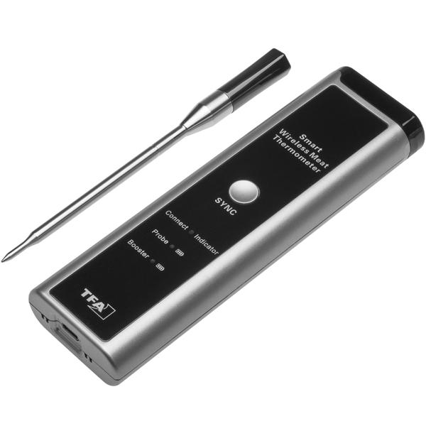 Präzises smartes Fleisch-, Braten- & Ofenthermometer, bis +300 °C, kabelloser Fühler aus Edelstahl, App-Steuerung für BBQ, Grill, Smoker, Backofen