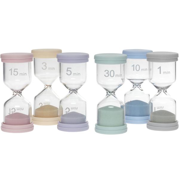 Buntes Sanduhren-Set: 6 Laufzeiten (1-30 Min.) für spielerisches Zeitmanagement, ideal für Kinder, Küche & Spiele