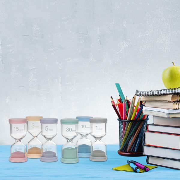 Buntes Sanduhren-Set: 6 Laufzeiten (1-30 Min.) für spielerisches Zeitmanagement, ideal für Kinder, Küche & Spiele