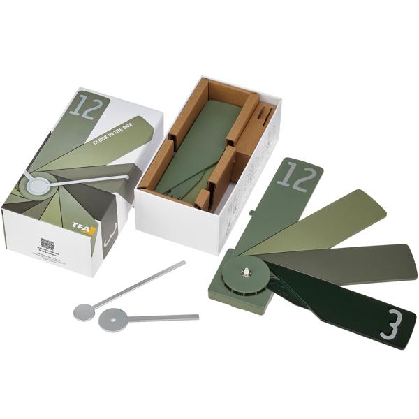 Design-Wanduhr CLOCK IN THE BOX, Masse: Ø 40 cm, grün: Moderne Wanddekoration & Blickfang, leise & hochwertig, für Wohnzimmer & Küche