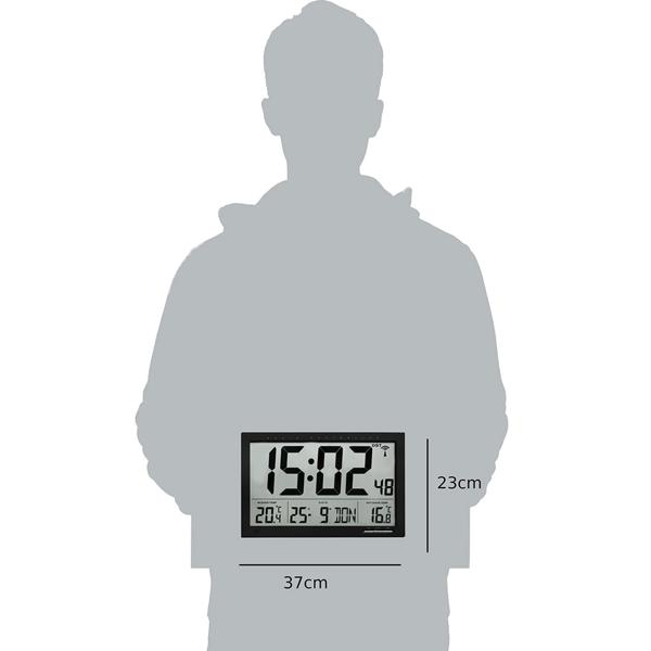 Moderne XL-Digitaluhr mit Aussen-/Innentemperatur & grossem Display, präzise, modern & gut ablesbar, für Haus, Büro und Küche
