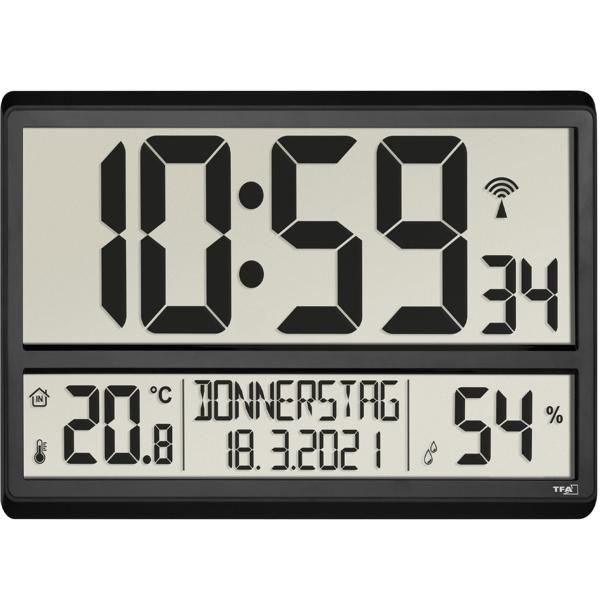 Digitale Funkuhr mit XL-Display und Raumklima-Werten, automatische Zeiteinstellung & einfache Ablesbarkeit für Büro, Wohnzimmer & Küche