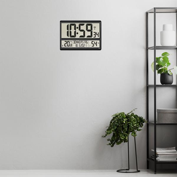 Digitale Funkuhr mit XL-Display und Raumklima-Werten, automatische Zeiteinstellung & einfache Ablesbarkeit für Büro, Wohnzimmer & Küche
