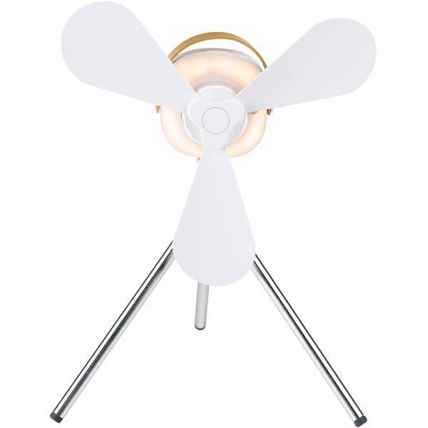 Akku Tischventilator mit LED-Beleuchtung, weiss: Kompakt, leise & tragbar – Ideal für Schreibtisch, Camping
