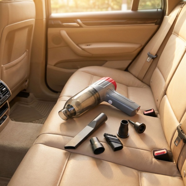 2-in-1 Akku Autostaubsauger: Leistungsstarker Mini Handsauger, 12000Pa Saug- & Blasfunktion, USB-C, 5 Düsen, kabellos & kompakt