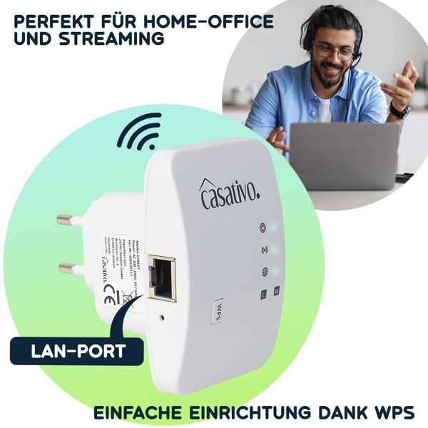 4er-Set Mini-WLAN-Repeater mit WPS-Funktion, 300 Mbit/s, LAN-Anschluss & 2,4 GHz, Verstärkt das WLAN-Signal & erweitert die Reichweite