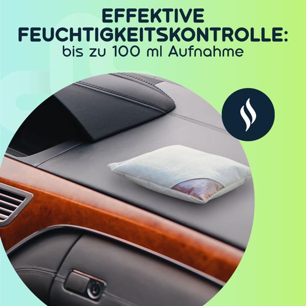 3er-Set Wiederverwendbares Auto-Luftentfeuchter-Kissen, 500 g Granulat für 100ml Wasser, gegen beschlagene Scheiben & Feuchtigkeit im Auto