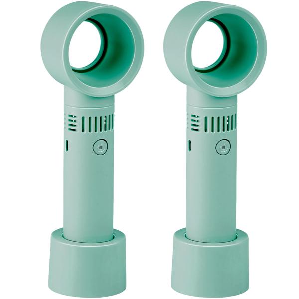 2er-Set Hand- & Tischventilator, Grün, Akku: 3 Stufen, leise & tragbar – Die perfekte mobile Erfrischung fur Zuhause & unterwegs