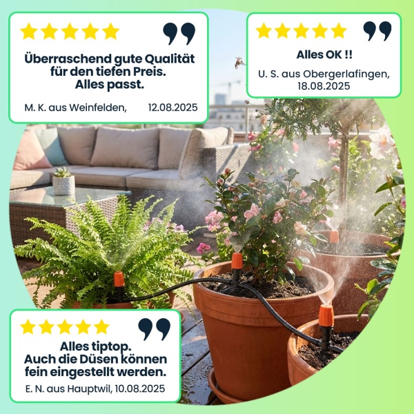 136-tlg Sprinkler Bewässerungs-Set 40m: Zuschneidbar, effizient & wassersparend – Automatische Pflanzenbewasserung fur Garten & Beet
