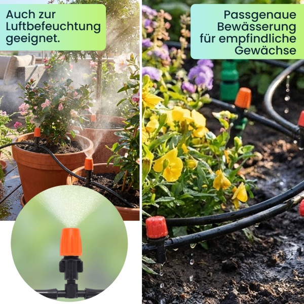 136-tlg Sprinkler Bewässerungs-Set 40m: Zuschneidbar, effizient & wassersparend – Automatische Pflanzenbewasserung fur Garten & Beet