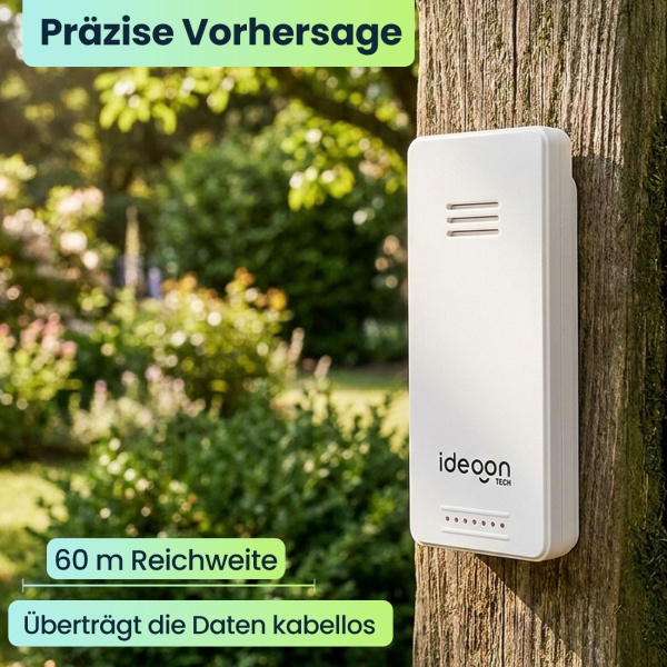 Thermometer und Hygrometer für innen & aussen, inklusive Funk-Aussensensor mit 60m Reichweite - Präzise Messungen für bestes Raumklima