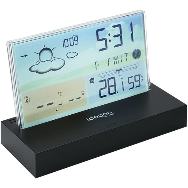 Moderne Funk-Wetterstation farbig: Rahmenloses LCD-Display für präzise Wetterprognose & Hygrometer – Mit Aussensensor