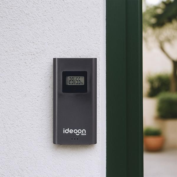Moderne Funk-Wetterstation farbig: Rahmenloses LCD-Display für präzise Wetterprognose & Hygrometer – Mit Aussensensor