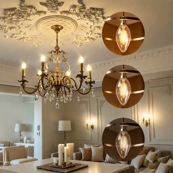 LED Filament Kerzenlampe C35 E14 4W 400lm Warmweiss 2500K Vintage Glühbirne Retro Glühlampe Warmes Licht Windlicht Kerzenform