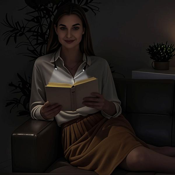 LED-Leseleuchte zum Umhängen – Dimmbare Akku-Leselampe mit 3 Farbtemperaturen, flexiblen Schwanenhälsen & 6 Stunden Leuchtdauer