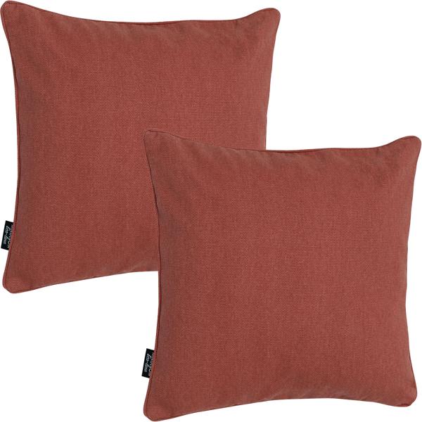 2er-Set Deko-Kissen - wasserabweisend, UV-Schutz, antibakteriell - 50x50x10 cm, terra, Madison Ökostoffe, ideal für Lounge, Garten & Sofa