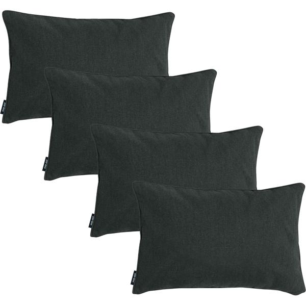4er-Set Deko-Outdoorkissen dunkelgrau - Wasserabweisend, UV-Schutz, recycelt - 50x30x10 cm für Lounge, Gartenstuhl & Sofa