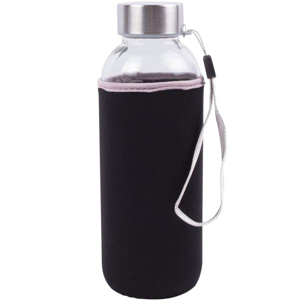 Stilvolle Glas-Trinkflasche mit Neopren-Hülle, 420 ml: Hält Getränke länger kühl/warm, robust, leicht & umweltfreundlich für den Alltag