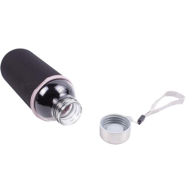 Stilvolle Glas-Trinkflasche mit Neopren-Hülle, 420 ml: Hält Getränke länger kühl/warm, robust, leicht & umweltfreundlich für den Alltag