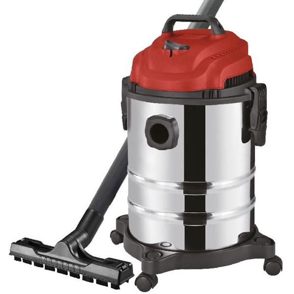 Effizienter Nass-Trocken-Staubsauger mit Multi-Filter- System, 1200W, 16 kPa – 15L Behälter, Edelstahl silber-rot, für blitzblanke Ergebnisse