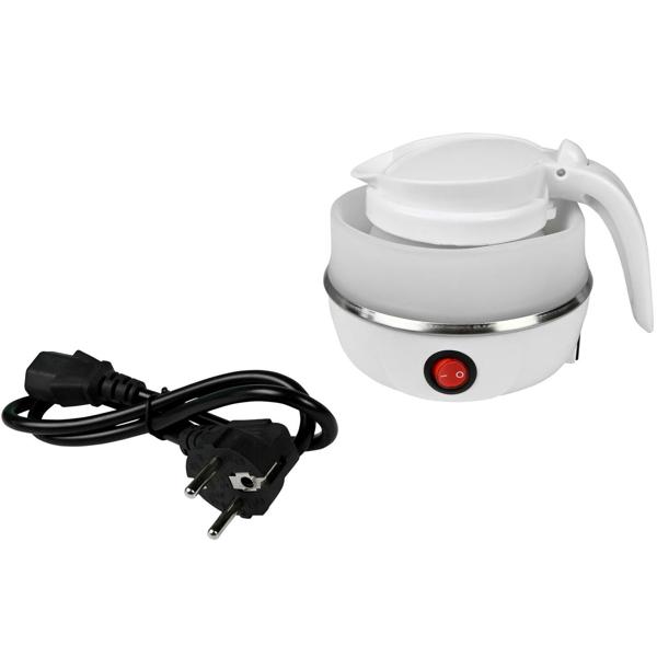 Faltbarer Wasserkocher, weiss, 600 ml: Für Reisen, Camping & Zuhause, platzsparend, sicher & einfach zu bedienen