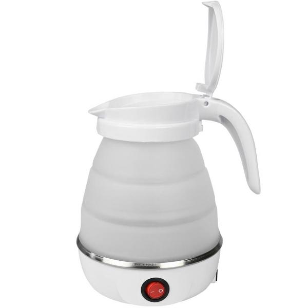 Faltbarer Wasserkocher, weiss, 600 ml: Für Reisen, Camping & Zuhause, platzsparend, sicher & einfach zu bedienen