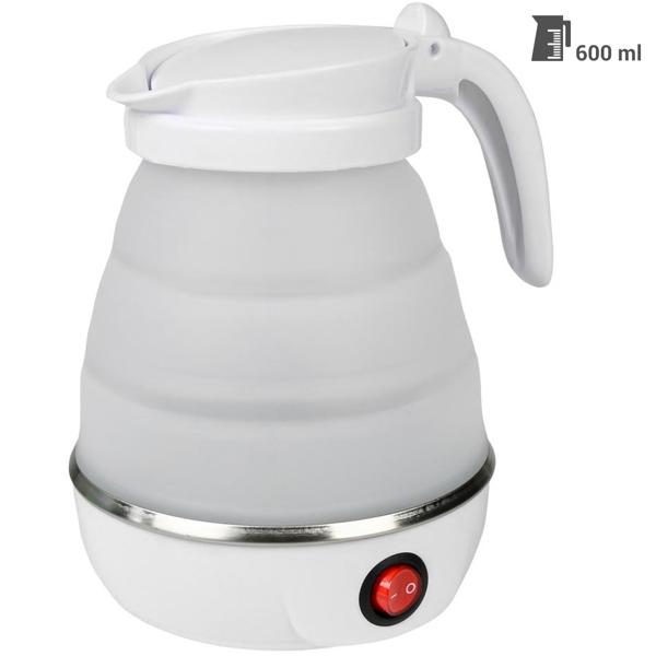 Faltbarer Wasserkocher, weiss, 600 ml: Für Reisen, Camping & Zuhause, platzsparend, sicher & einfach zu bedienen