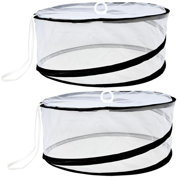 2er-Set Runde Insekten-Abdeckhaube für Lebensmittel, faltbar: Schützt effektiv vor Fliegen & Co., leicht & wiederverwendbar für drinnen & draussen