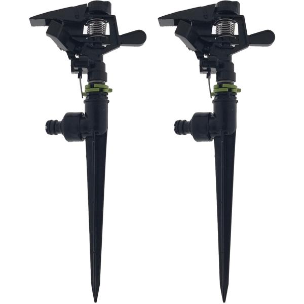 2er-Set Flexibler Kreisregner mit Erdspiess: 30°-360° einstellbar für präzise Bewässerung, Rasensprenger ideal für Rasen, Garten & Beete