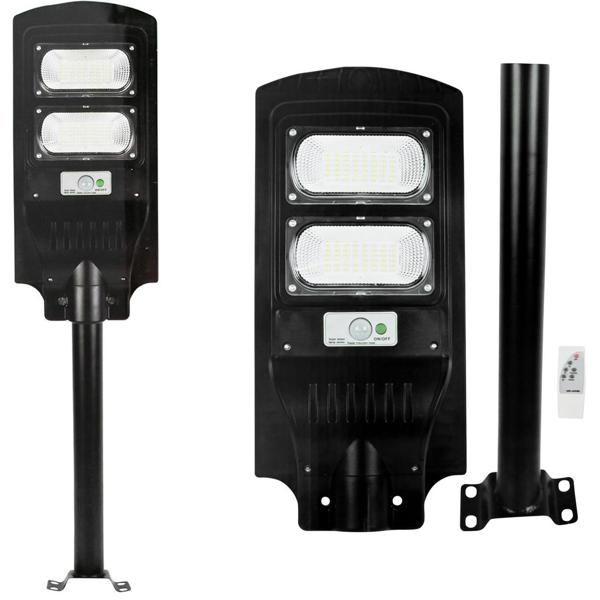 2er-Set LED Solar Strassenleuchte mit Lichtsensor & Fernbedienung, 100 Watt, IP65, wetterfeste Aussenbeleuchtung für Einfahrt, Hof & Garten
