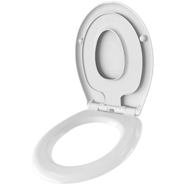 Robuster 2-in-1 WC-Deckel mit Kindereinsatz & Absenkautomatik Soft Close, 44,5 x 37,2 cm, weiss, Quick-Release-Funktion für eine einfache Reinigung