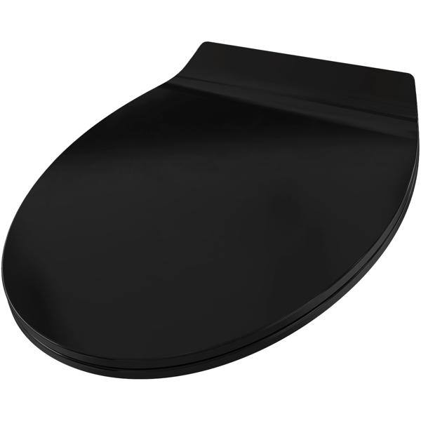 Extraflacher WC-Sitz mit Absenkautomatik Soft Close, schwarz, Slim-Design mit Quick-Release-Funktion für eine einfache Reinigung