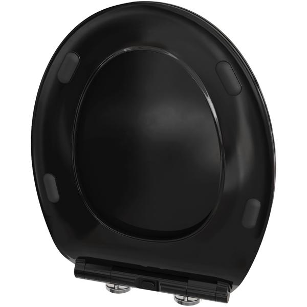 Extraflacher WC-Sitz mit Absenkautomatik Soft Close, schwarz, Slim-Design mit Quick-Release-Funktion für eine einfache Reinigung