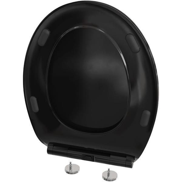 Extraflacher WC-Sitz mit Absenkautomatik Soft Close, schwarz, Slim-Design mit Quick-Release-Funktion für eine einfache Reinigung