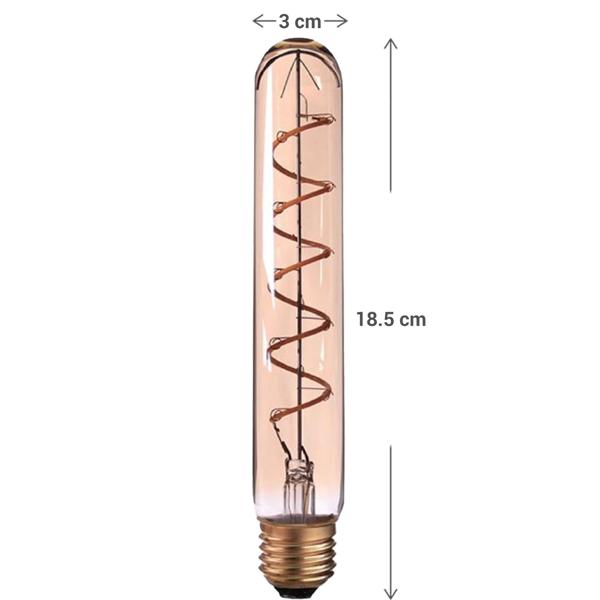 LED-Filament-Lampe Röhre T30 E27 - Dimmbar warmweiss 240lm für gemütliche Atmosphäre - 4W - Ø30x185mm - 25.000h Lebensdauer