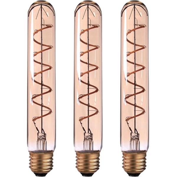 3er-Set LED-Filament-Lampe Röhre T30 E27 dimmbar - 4W warmweiss 240lm für Wohn-/Schlafzimmer - 3000K 25.000h Ø 30x185mm CRI>75