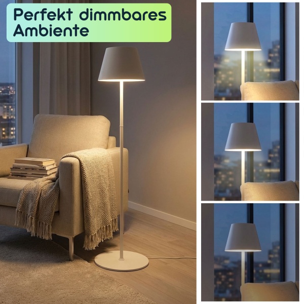Moderne höhenverstellbare LED-Stehlampe, dimmbar, weiss, 50 /90/130 cm - ein elegantes Stimmungslicht für Wohnzimmer, Schlafzimmer & Büro