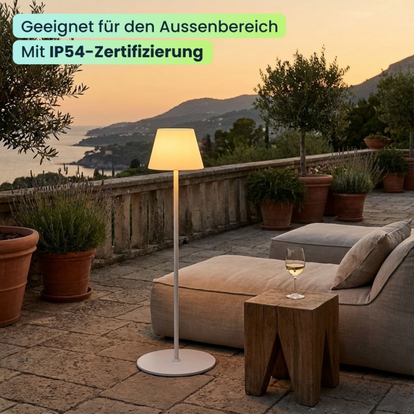 Moderne höhenverstellbare LED-Stehlampe, dimmbar, weiss, 50/90/130 cm- elegantes Stimmungslicht für Wohnzimmer, Schlafzimmer, Büro und Aussenbereich