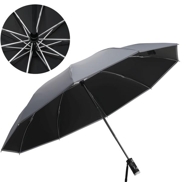 2er-Set Faltbarer Regenschirm mit LED-Taschenlampe, Ø105 cm, schwarz: Ein perfekter Allwetter-Begleiter für Dunkelheit & Regenschauer