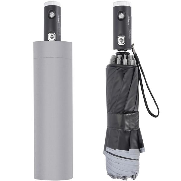 2er-Set Faltbarer Regenschirm mit LED-Taschenlampe, Ø105 cm, anthrazit: Ein perfekter Allwetter-Begleiter für Dunkelheit & Regenschauer