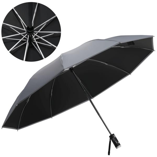 2er-Set Faltbarer Regenschirm mit LED-Taschenlampe, Ø105 cm, anthrazit: Ein perfekter Allwetter-Begleiter für Dunkelheit & Regenschauer