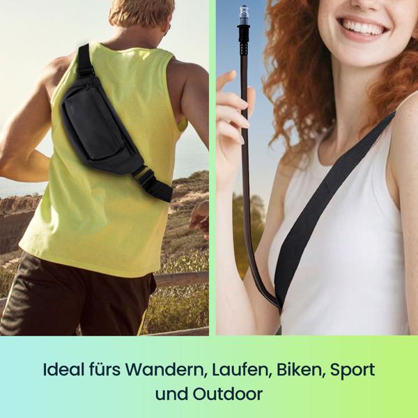 Ultraleichte Umhängetasche mit Trinkblase, 1l - Crossbody Bag mit Trinksystem ideal fürs Wandern, Laufen, Biken, Sport und Outdoor
