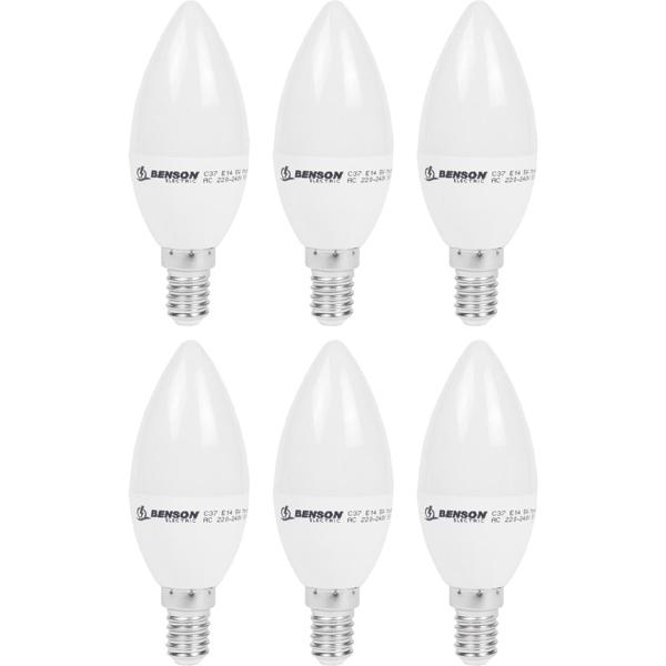 6er-Set LED Kerzenlampe C35 - Dimmbar & Warmweiss 3000K - E14 Fassung - 5W, 400lm, 360° Abstrahlwinkel, 20.000h Lebensdauer, Ø37x105mm