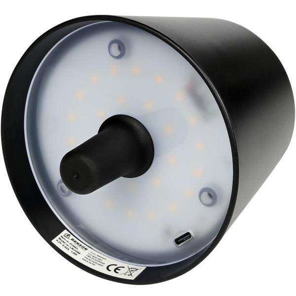 Akku-Flaschenlampe, schwarz, Ø18x11,5cm: Kabellose LED-Tischleuchte für stimmungsvolle Abende, Dimmbar, portabel & modern