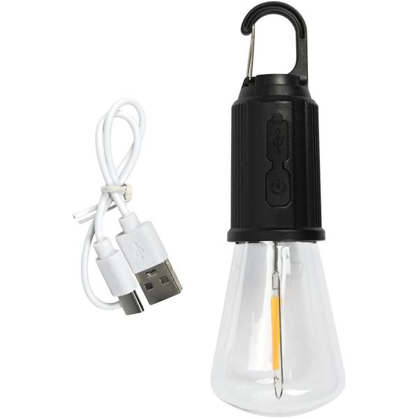 2er-Set LED Campinglampe mit Clip-Haken, schwarz: 100lm, Akku, praktischer Aufhänger – mobile Beleuchtung für Camping- und Outdoor-Abenteuer