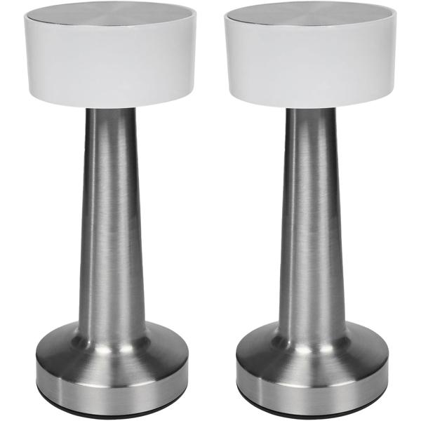 2er-Set Elegante LED Tischlampe in Silber-Optik, Touch-Steuerung: Stilvolle Beleuchtung für Wohnzimmer & Schlafzimmer, ein luxuriöses Deko-Element