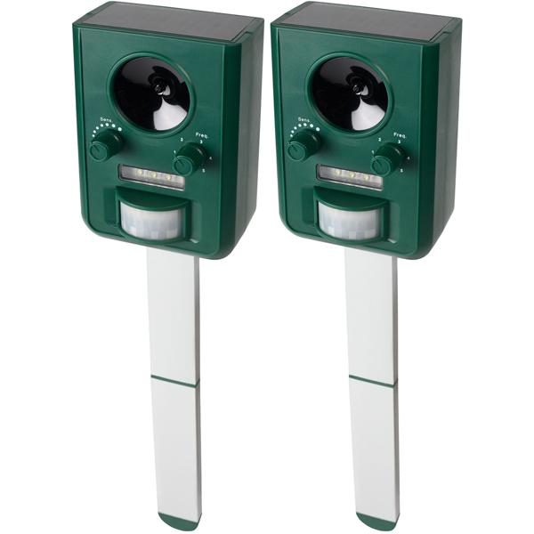 2er-Set Universal Solar Tiervertreiber mit Ultraschall und Blitzlicht, Reichweite 10m, effektiv, tierfreundlich & umweltfreundlich