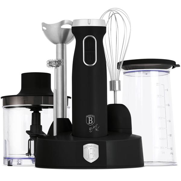 Vielseitiges Stabmixer-Set, 800W, mattschwarz: Schneebesen, Milchaufschäumer & Pürierstab, Universal-Zerkleinerer für Hobbyköche & Profis